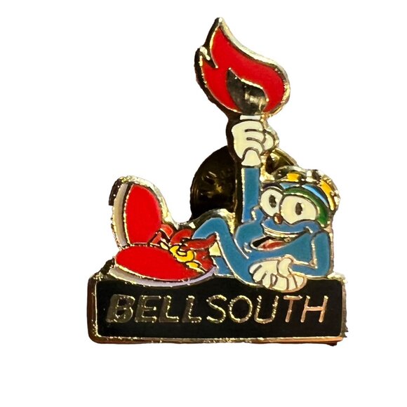 1996 Atlanta Olympics Pin Bell South Sponsor IZZY Torch Hat Lapel - Picture 2 of 7